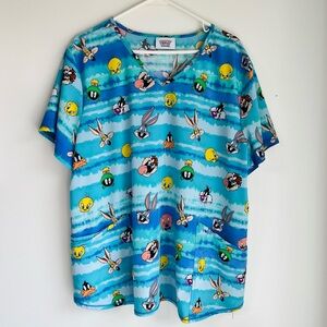Looney Tunes Warner Bros. Turquoise Scrub Top